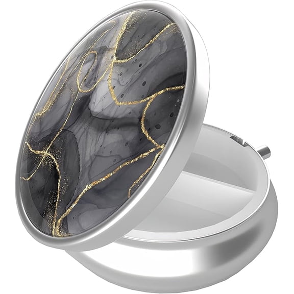 Pill Box, 3 Compartment Portable Travel Medicine Box with Mirror, Compact and Cute, Fits in Purse and Pocket, Medicine and Vitamin Organizer (Cow)