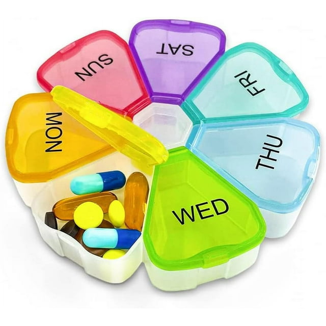 Pill Box Organiser 7 Day, Large Free Travel Tablet Boxes Weekly Pill Case for Medicine