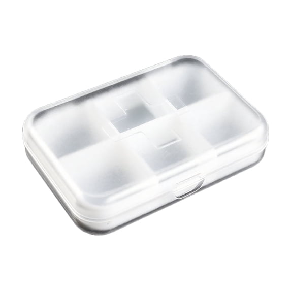 Pill Box Organizer 6 Compartment Frosted Plastic Compact for Travel and Purses
