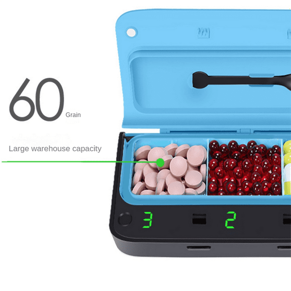 Pill Box Smart Electronic Medicine Pill Box Time Capsule Weekly Pill Box Health Travel Health Care,Blue+Black
