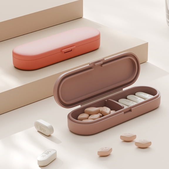 Pill Box with Independent Compartments Pill Organizer Silicone Ring Moisture Proof Travel Case for Morning Noon Evening