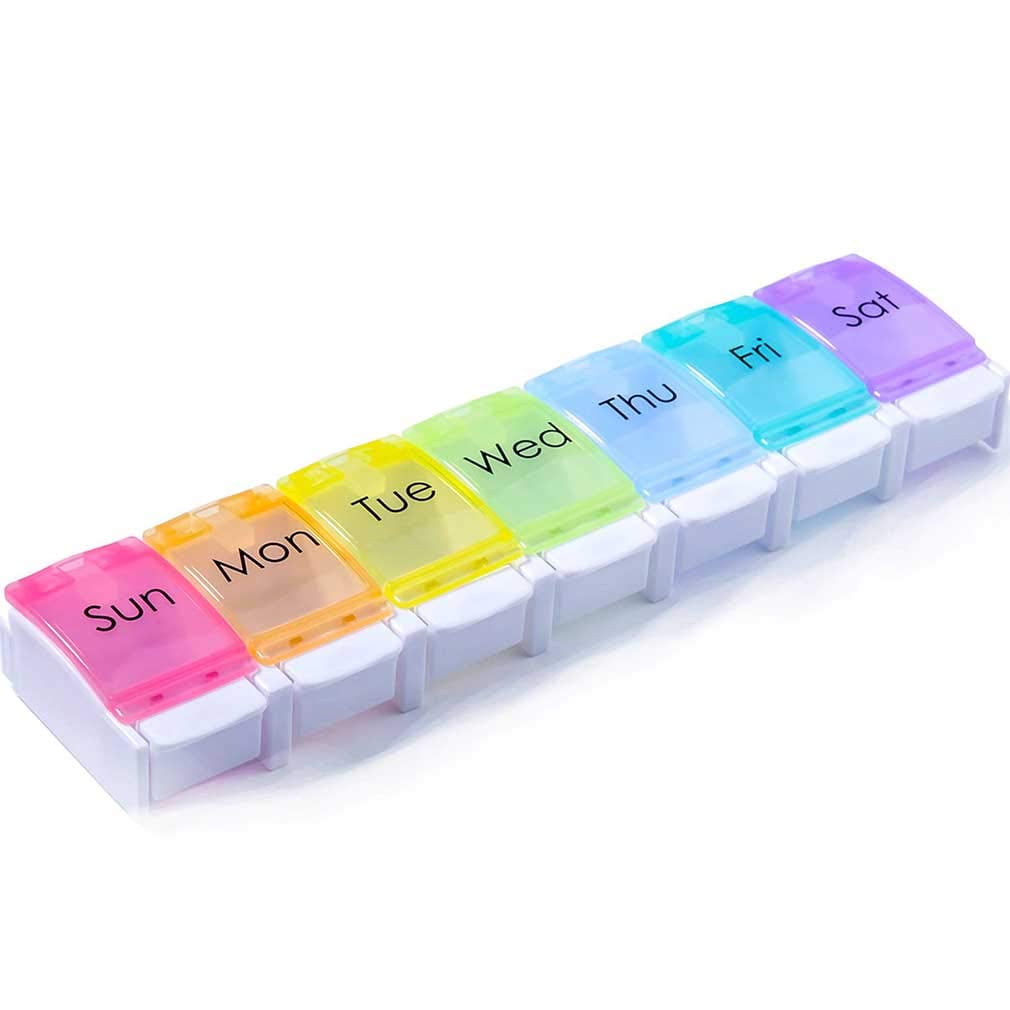 Pill Boxes 7 Day Portable Storage Box Weekly Organizer to Hold Vitamins