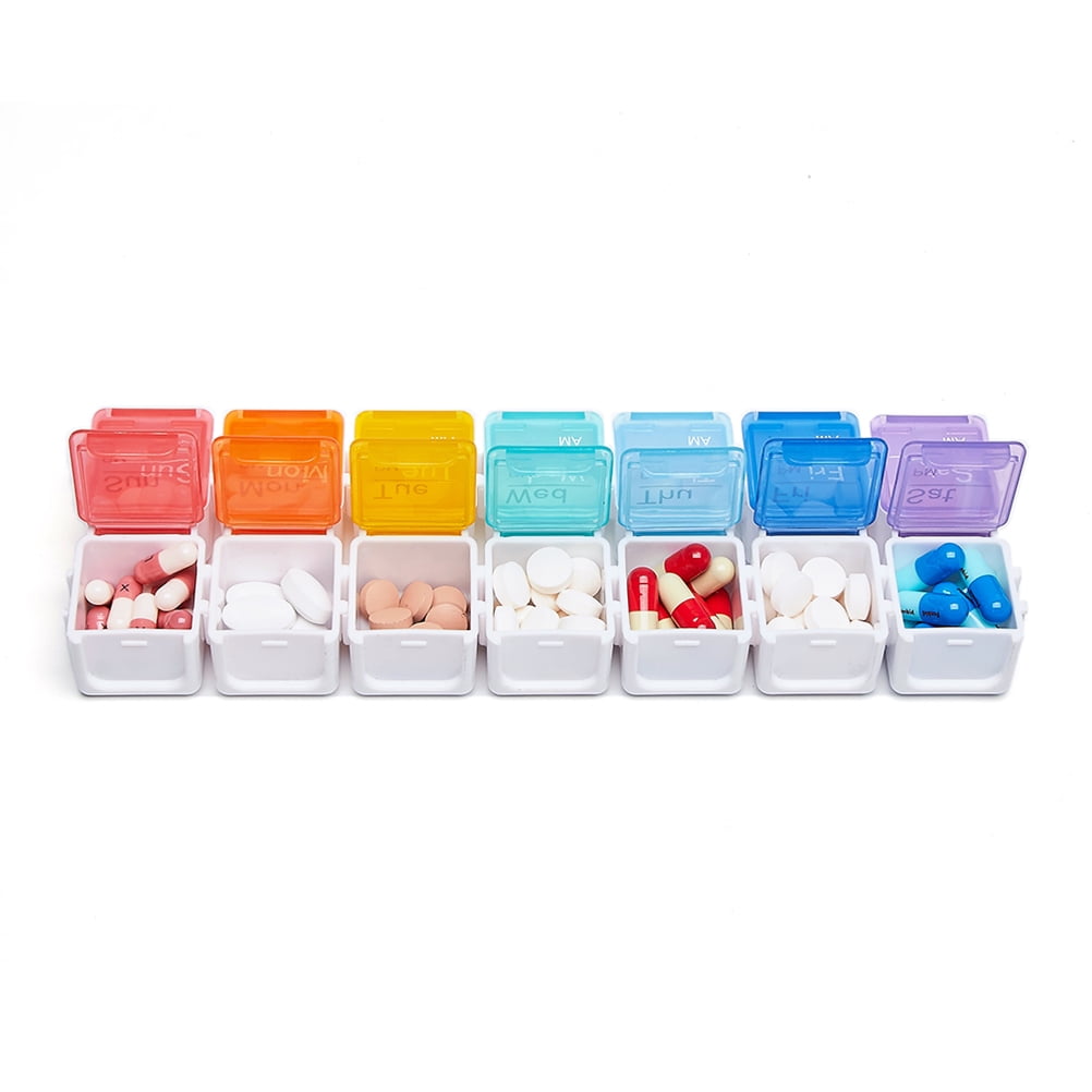 Pill Boxes  Case Tablets Organizer 2 Week Vitamin Travel 14 Grids Container