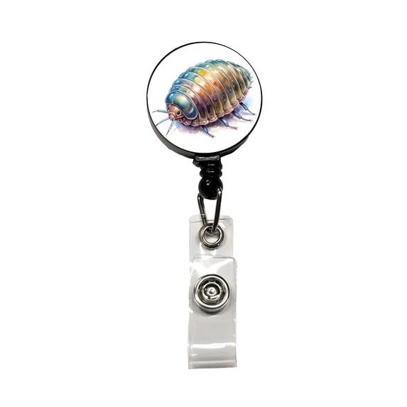 Pill Bug Watercolor Retractable Reel ID Badge Key Card Name Tag Holder with Clip