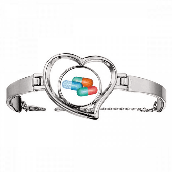 Pill Capsule Health Care Products Pattern Bracelet Heart Jewelry Wire Bangle