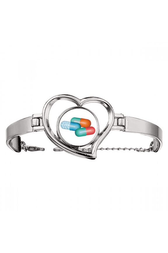 Pill Capsule Health Care Products Pattern Bracelet Heart Jewelry Wire Bangle