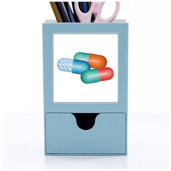 Pill Capsule Health Care Products Pattern Desk Supplies Organizer Pen Holder Card