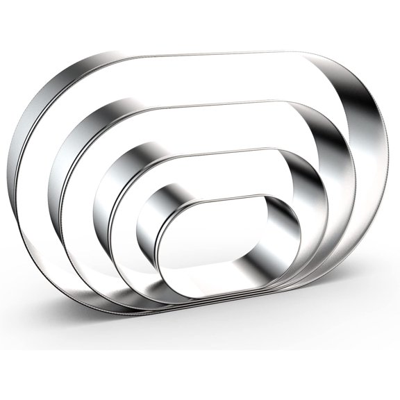Pill Capsule Long Oval Cookie Cutters - 5 Inch, 4 Inch, 3 Inch, 2 Inch - Geometric Frame Plaque Cookie Cutter Set Fondant Biscuit Molds - Stainless Steel