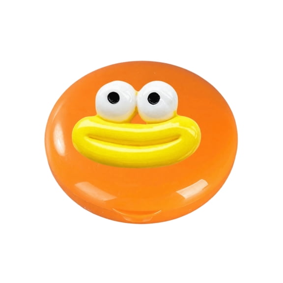 Pill Case, Cute Funny Cartoon Expression Orange, 1 Pack Compact Portable 2.8 Inch Small Storage Organizer, for Daily Vitamin Medication Supplement Pills Travel Purse Pocket Office Outdoor Use