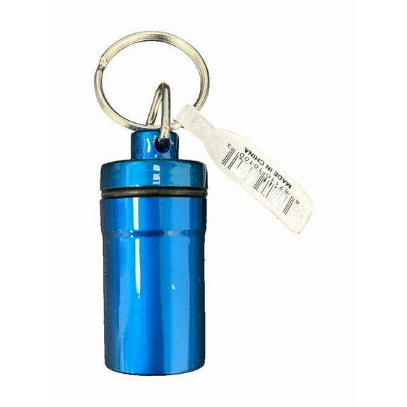 Pill Case Keychain, Portable Travel Pill Holder with Secure Screw Top, Assorted Colors, Compact Waterproof Design for Daily Meds, Vitamins, Emergency Use, Easy to Attach to Any Key Ring, Blue