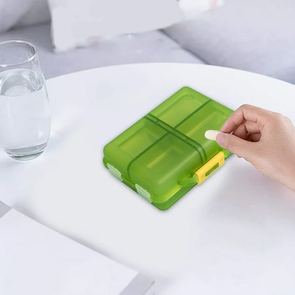 Pill Case, Medication Organizer, 8 Compartment Travel Vitamin Box, Portable Plastic Container for Outdoor, 1-Pack