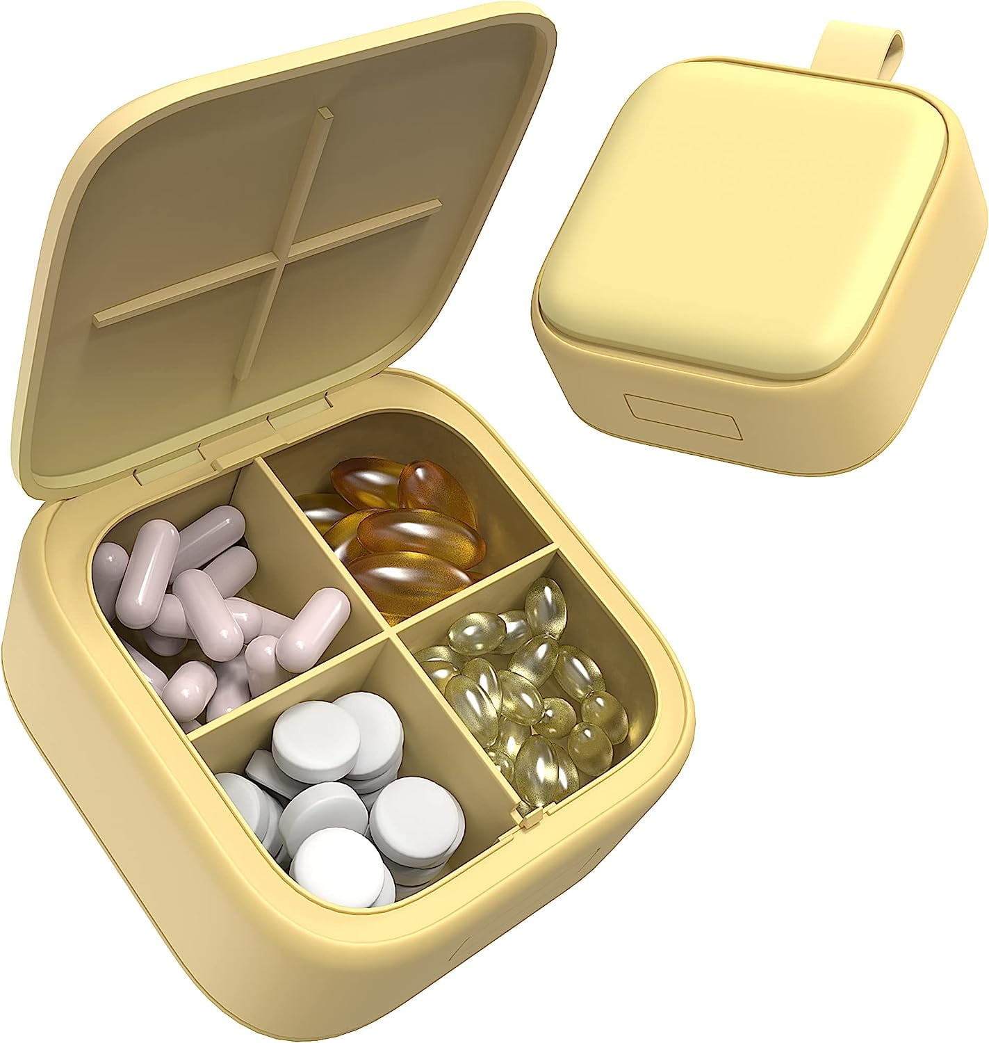 Pill Container Small Pill Box Travel Pill Organizer Pretty Pill Case for Purse Daily Pill