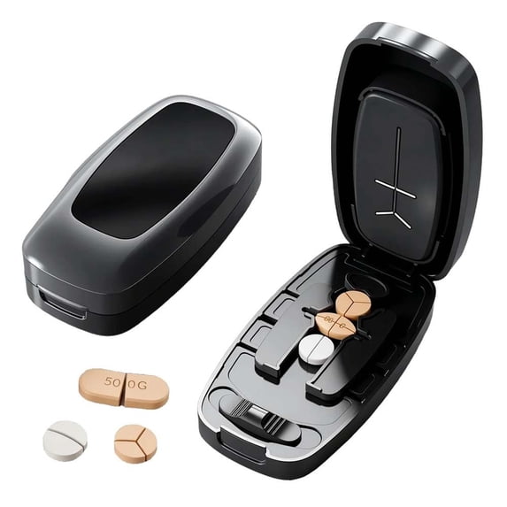 Pill Cutter - 1/2,1/3 &1/4 Pill Splitter For Small Tiny Large Pills Portable Pill Cutter For Cutting Multiple Hidden Blade & Sealed Storage Adjustable & Cuts Multiple Tablets For Cuting Vitamins