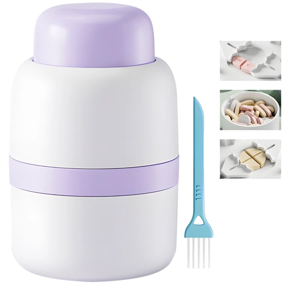 Pill Cutter with Safe Blade Design, Portable Pill Splitter for Halves and Quarters, Ideal for Home Travel Elderly Pets, Includes Storage and Cleaning Brush