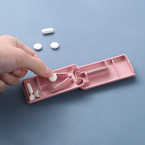 Pill Cutter & Splitter,Compact Tablet Divider with V-Shaped Slot & Stainless Steel Blade,For Daily Travel Medication,1PC,Red