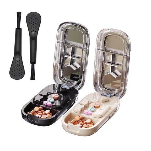 Pill Cutter Splitter for Cutting Multiple Pills, Portable Pill Cutter Splitter for Small and Tiny Pills, Adjustable Pill Splitter with Centering Device, Pill Storage Organize(2Pcs/B)