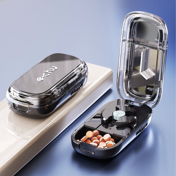 Pill Cutter Splitter for Small and Tiny Pills, Accurate Multi-Pill Splitter Tablet Cutter Pill Organizer with Centering Guide & Double Safety Blades to Cut 1/2&1/4 (1/3)