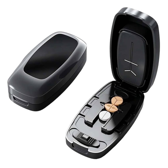 Pill Cutter Splitter for Small and Tiny Pills - Pill Cutter 1/2 1/4 - Accurately Cuts Multiple Pills. Detachable Nonslip V-Shaped Pad. Sharp Safe Blade for Purse Pocket Home Travel