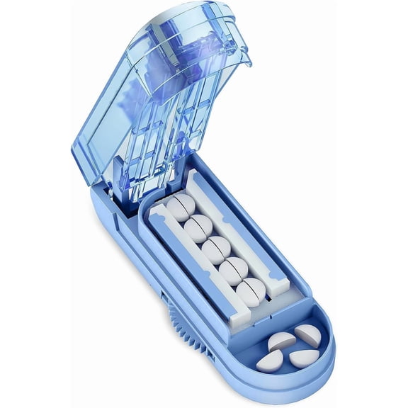 Pill Cutter Splitter for Small and Tiny Pills, Pill Splitter for Cutting Multiple Pills with Adjustable Bars & Hidden Blade, Safely Cuts Small or Large Tablets for Seniors & Pets