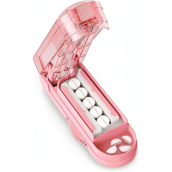 Pill Cutter Splitter for Small and Tiny Pills, Pill Splitter for Cutting Multiple Pills with Adjustable Bars & Hidden Blade, Safely Cuts Small or Large Tablets for Seniors & Pets