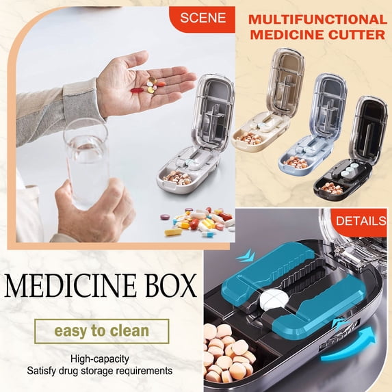 Pill Cutter Splitter for Cutting Multiple Pills, Pill Cutter Splitter for Small and Tiny Pills, Larger Pills (Beige)