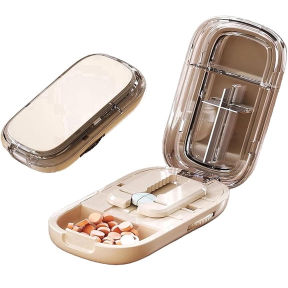 MedDose Portable for Cutting Multiple Pills , 1/2 or 1/4 Pill Splitter with Storage Organizer & Accurate Centering Device