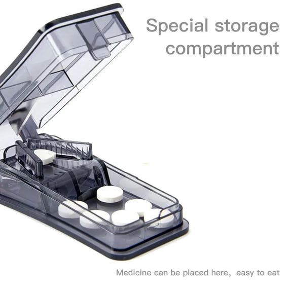 Pill Cutter for Small or Large Pills, Sharp Blade with Safety Guard, Doubles as a Pill Box