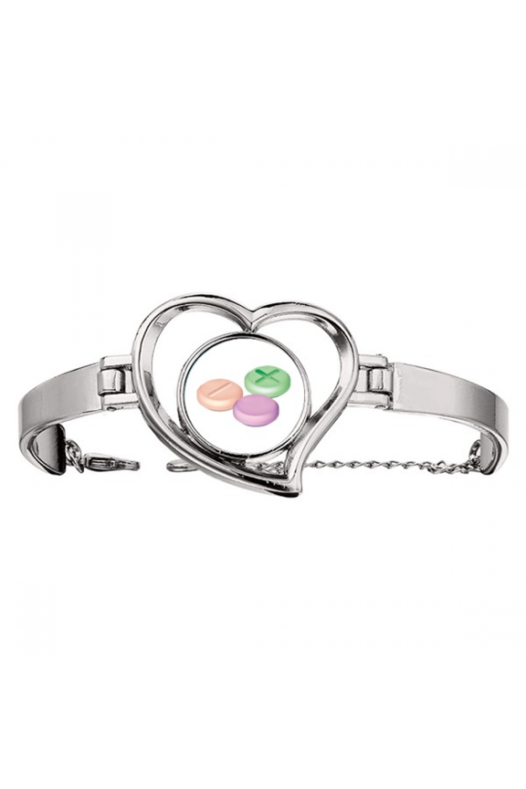 Pill Health Care Products Pattern Bracelet Heart Jewelry Wire Bangle