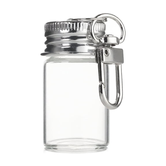 Pill Holder Keychain Clear Glass Screw Cap 15 Pack Mini Vial Jars for Daily Storage Travel Outdoor and Home Use