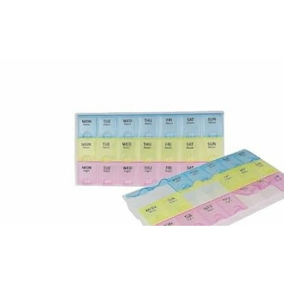 Pill Medicine Organizer Reminder Storage Box 28 Days or 3 Weeks| Plastic | Pack of 2