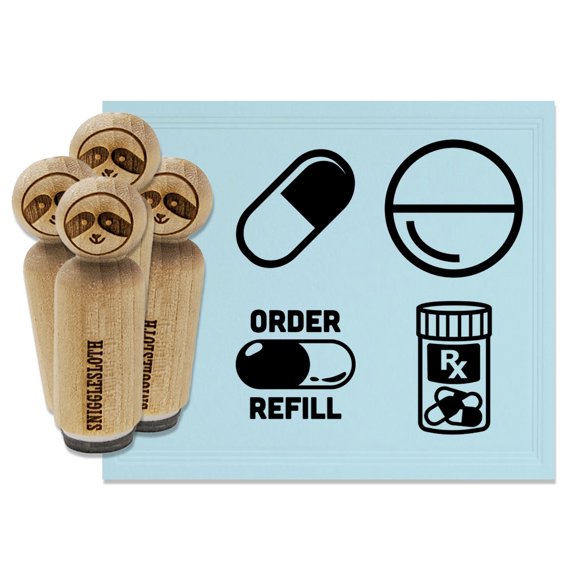 Pill Medicine Prescription Medication Reminder Symbols Rubber Stamp Set for Scrapbooking Crafting Stamping - Mini 1/2 Inch