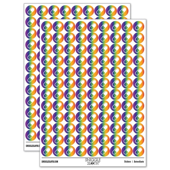 Pill Medicine 200+ Round Stickers - Rainbow - Gloss Finish - 0.50" Size