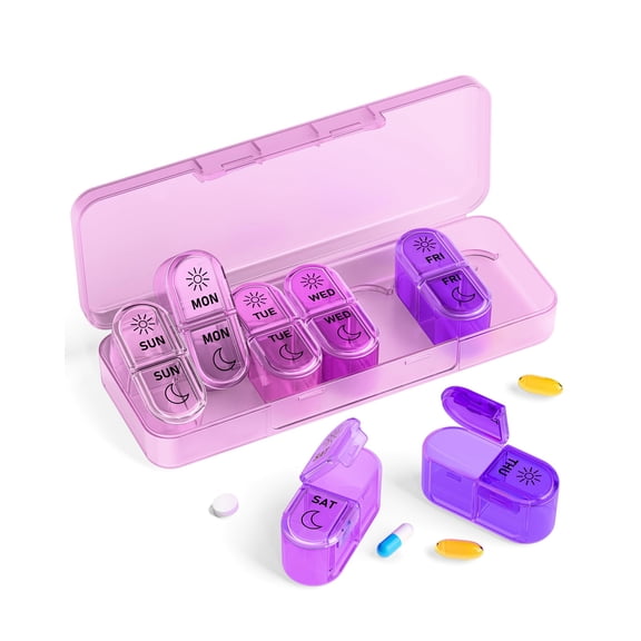 Pill Organizer 2 Times a Day, AM PM Pill Organizer 7 Day, Weekly Pill Box 2 Twice a Day, Travel Pill Case 7 Days, Medicine Organizer for Medication, Vitamins, Fish Oils, Supplements