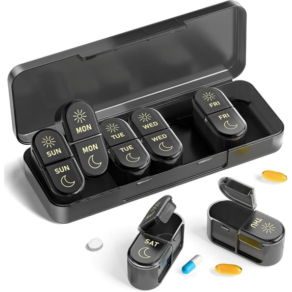 Pill Organizer 2 Times a Day, AM PM Pill Organizer 7 Day, Weekly Pill ...