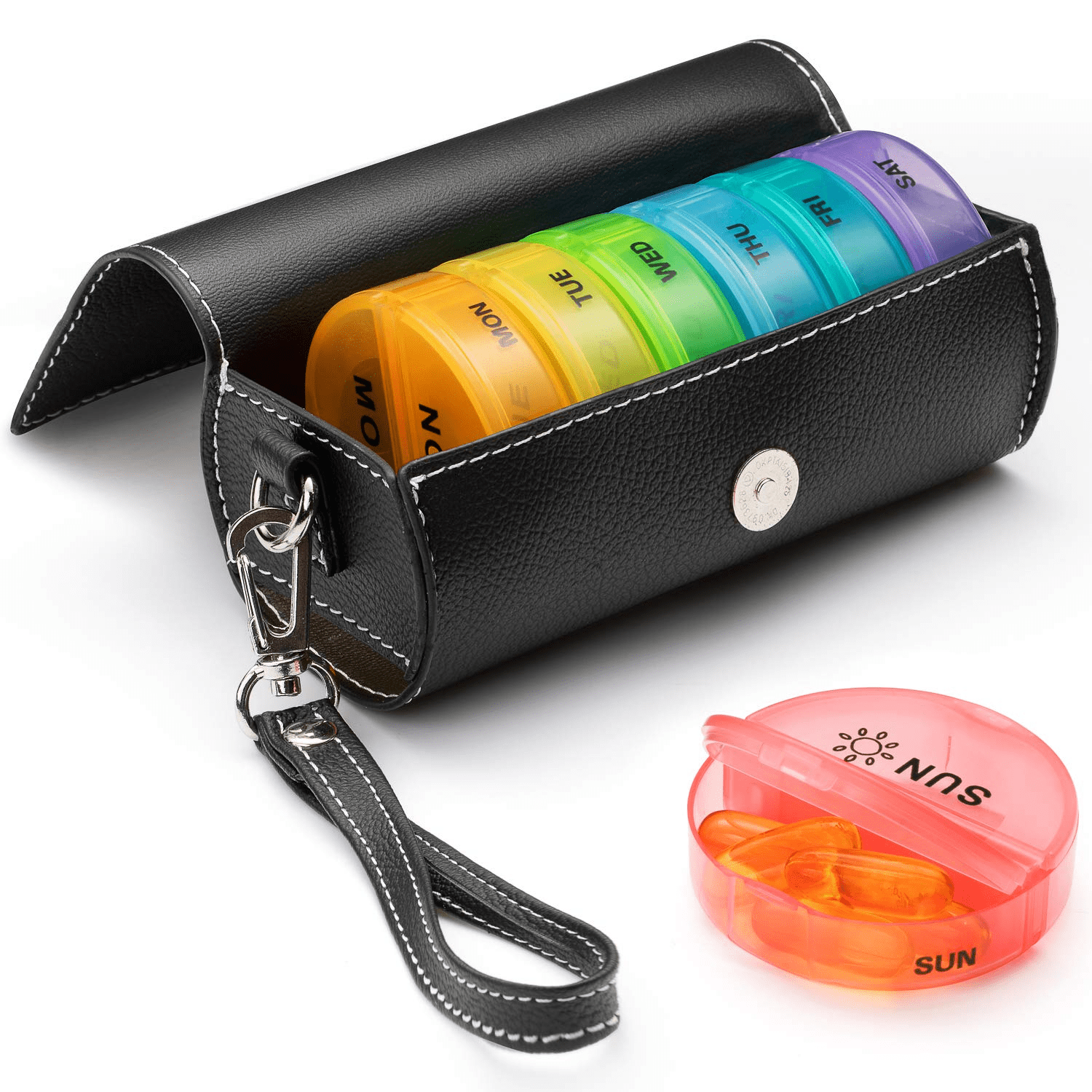 7 Days AM PM Pill Organizer - 2 Times a Day Large Weekly Pills Case,  BPA-Free Pills Box Container Cases, Morning and Night Pill Boxes with  Unique Push-Button Pop Open Design Hold