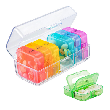 Pill Organizer 2 Times a Day, Weekly 7 Day Medication Pill Box, Daily Am Pm Pill Organizer, Travel Pill Case for Medicine, Fish Oils, Vitamin, Supplement