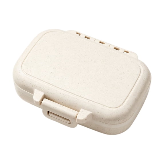 Pill Organizer 3 Compartment Beige Portable Case for Daily Travel Use