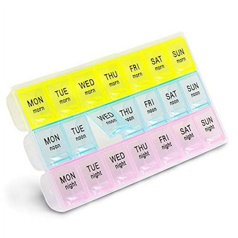 Pill Organizer 3 Times a Day, Weekly Medicine Organizer Pill Boxes, 7 Day  Large Pill Holder Organizer Sorter Container Case, Morning Noon Night Daily  Pill 3 Times a Day Travel Pill Box