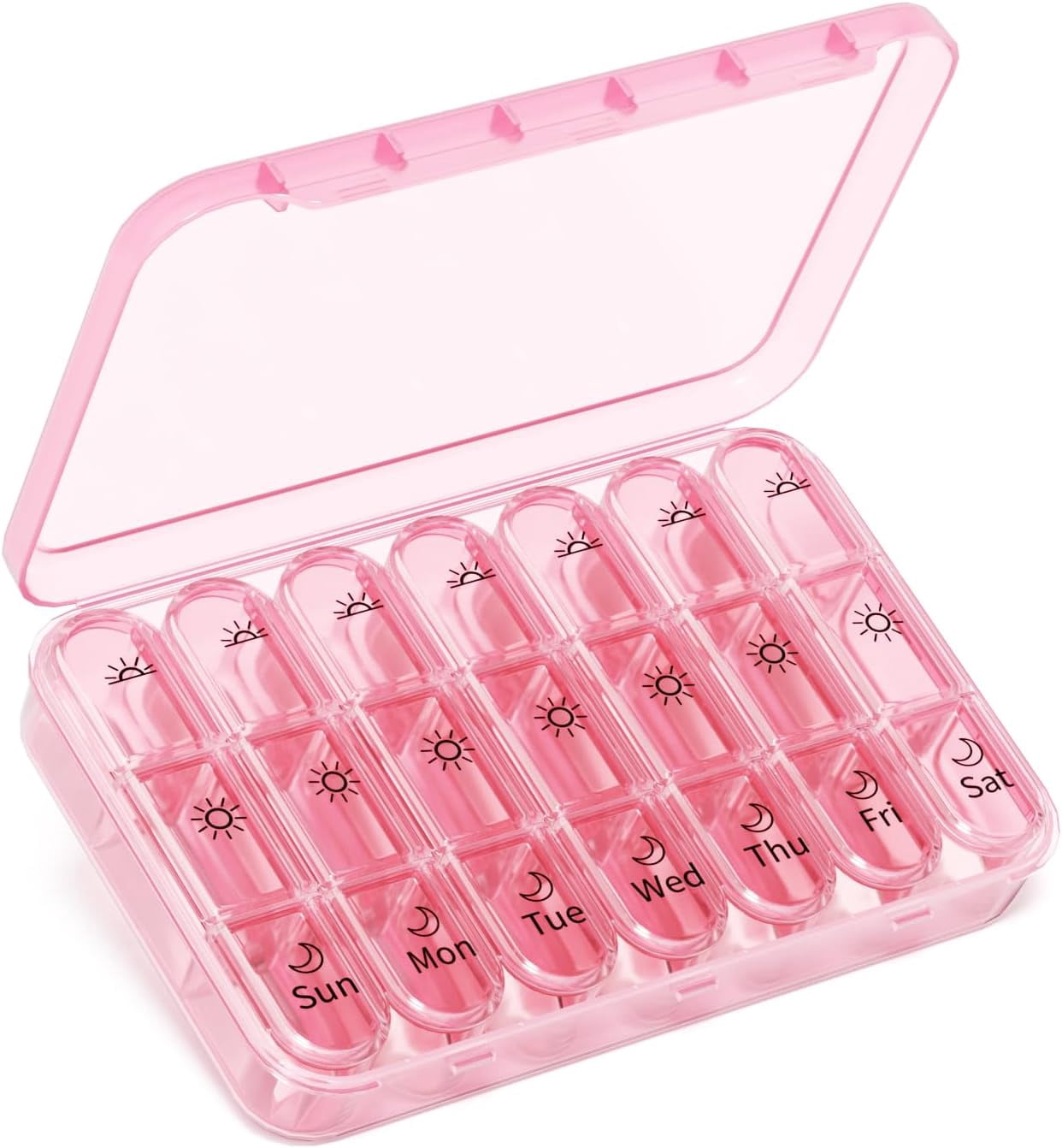 Pill Organizer 3X a Day｜Pink Perfection Portable Pill Case｜7-Day Weekly Compartment｜Stylish Travel Essential for Fasistas｜BPA-Free Health Companion｜Luxury Bag Must-Have
