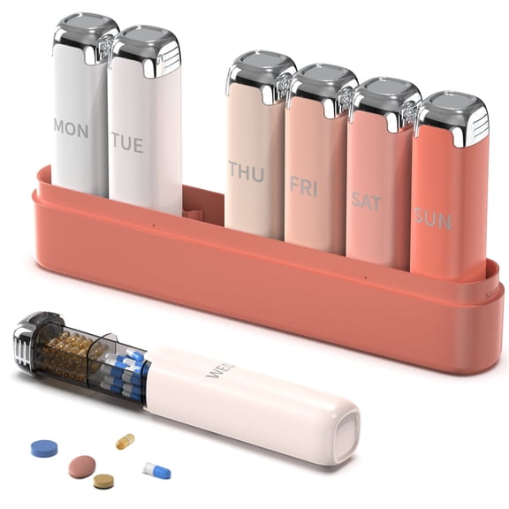 Pill Organizer 3X a Day – Weekly Pill Organizer,Detachable Pill Box 7 Day,Travel Daily Pill Case Organizer,Vitamin Organizer& Supplement Organizer for Daily Meds & Supplements,Cute Pink