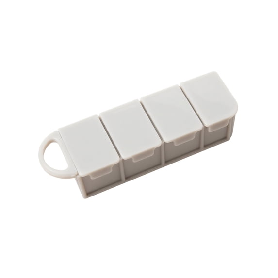 Pill Organizer 4 Compartment Light Gray Portable for Travel and Purse