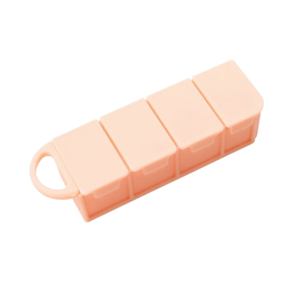 Pill Organizer 4 Compartment Pink Plastic Daily Use for Travel and Purse