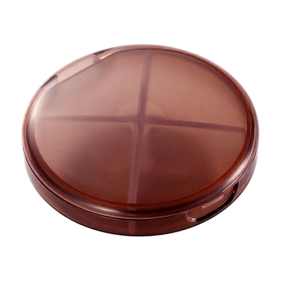 Pill Organizer 4 Compartment Round Brown Portable Daily Use for Travel