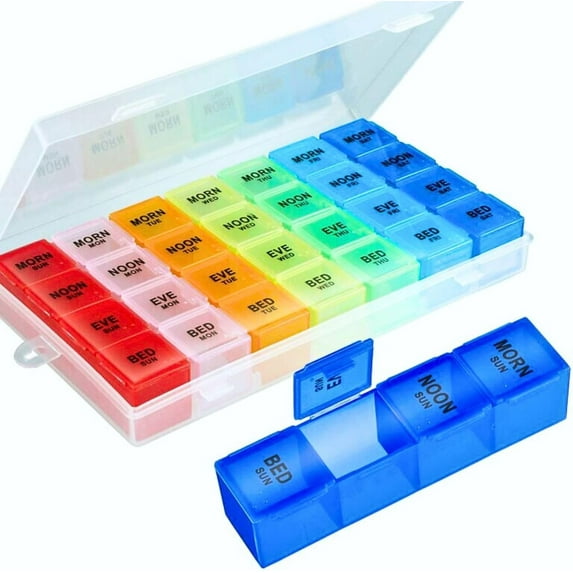 Pill Organizer 4 Times a Day,Premium Weekly Pill Case Medicine ...