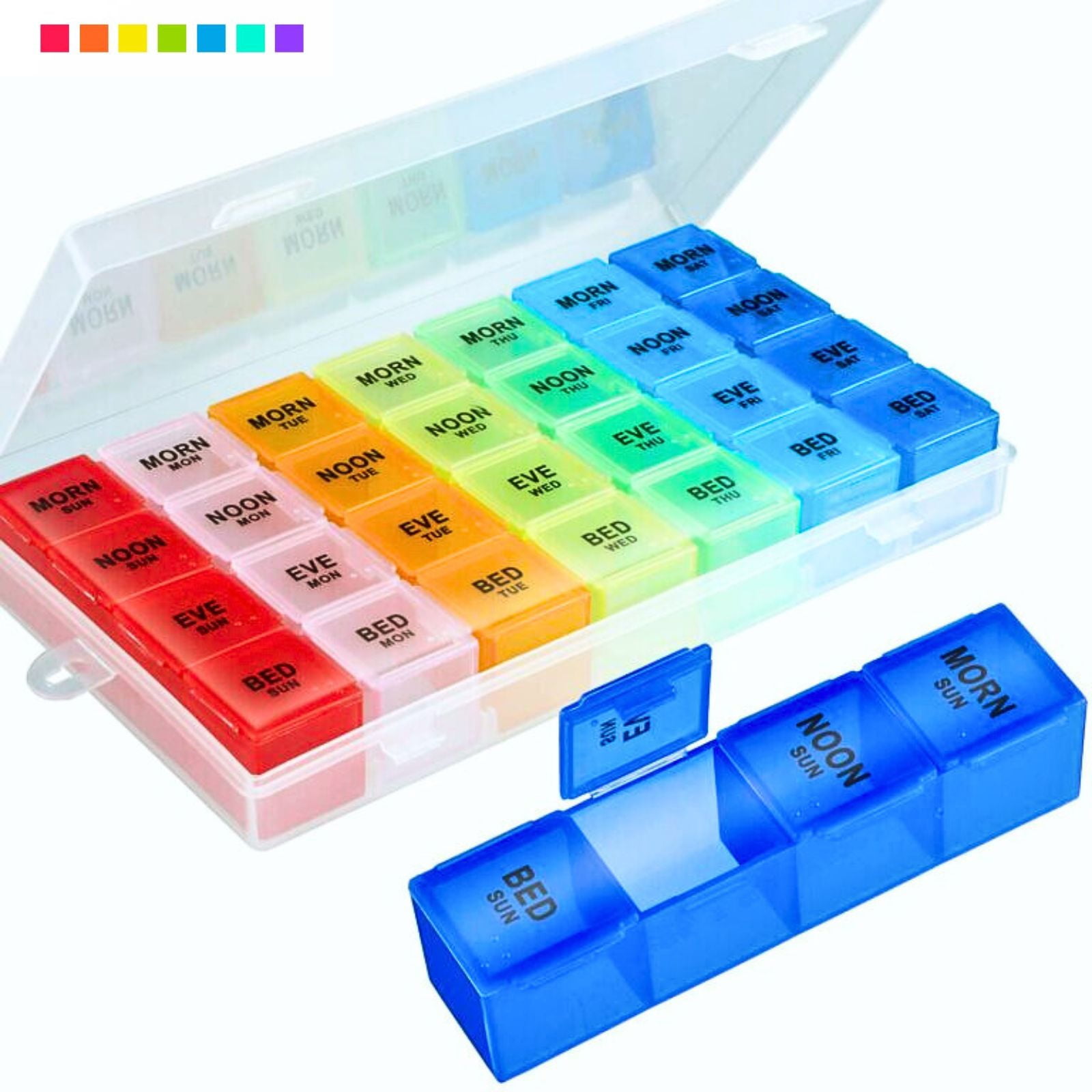 Pill Organizer 4 Times a Day,Weekly Pill Box Medicine Organizer Box 7 Days 28 Compartment to