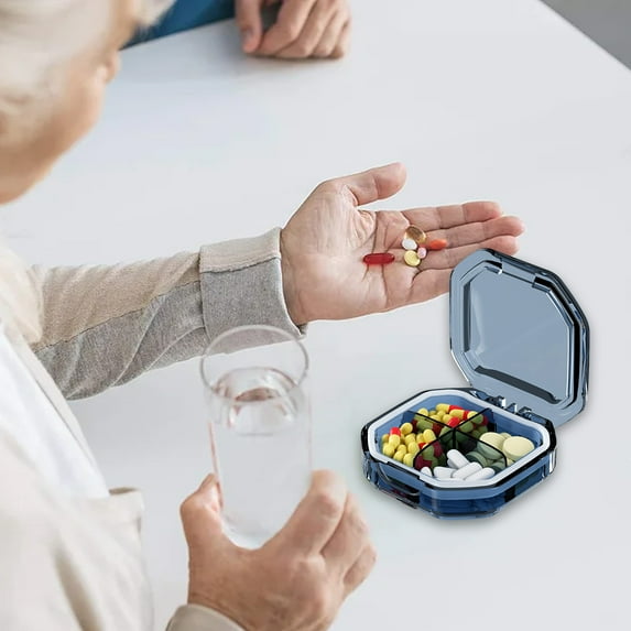 Pill Organizer under $5! Yannianjz Portable Pill Organizer, Airtight Pill Box, Travel Pill Dispenser, 4 Compartment Medicine Case, Compact Pill Container, Daily Pill Box, Medication Organizer
