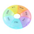 thumbnail image 1 of Pill Organizer, 7 Compartment Round Rainbow Colored Weekly Medicine Case, 1 Pack Portable Daily Medication Dispenser with 3.5 Inch Diameter, for Travel Pocket Purse Vitamin Supplement Medication Stor, 1 of 5