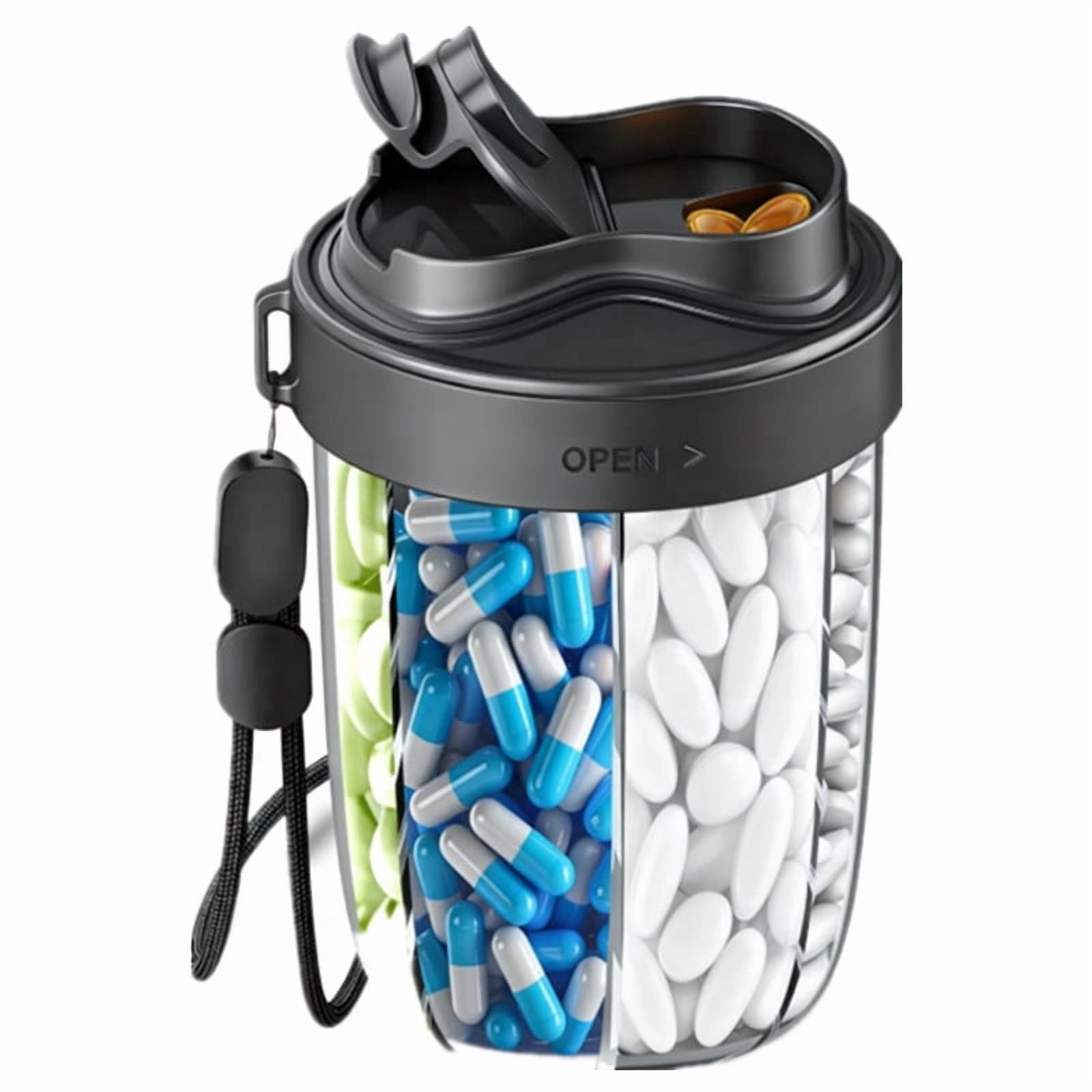 Pill Organizer with 7 Large Compartments - Portable Pill Dispenser for ...