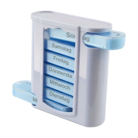 Pill Organizer German Labeled 7 Day 2 Times A Day Detachable Portable for Travel