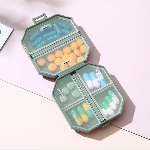 Pill Organizer Large, Weekly Pill Organizer Pill Box, Medicine Pill Organizer Travel, 7 Day Pill Case for Big Vitamin Supplements Fish Oil, Light Green